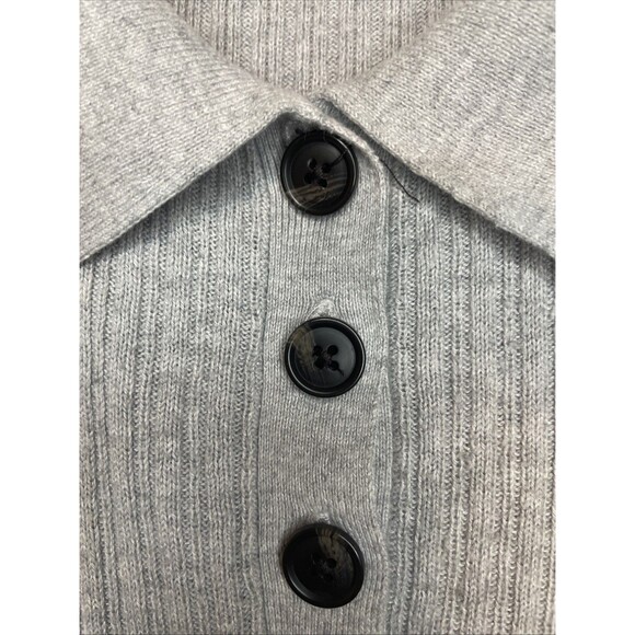 American Eagle Ribbed Knit Polo XL Gray Collared Short Sleeve Sweater Y2K Preppy - Picture 2 of 8